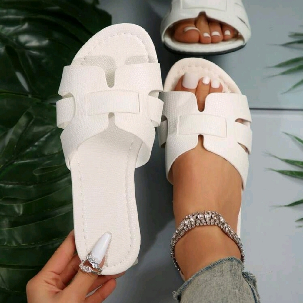 NEW White Snakeskin Sandals - Picture 7 of 7